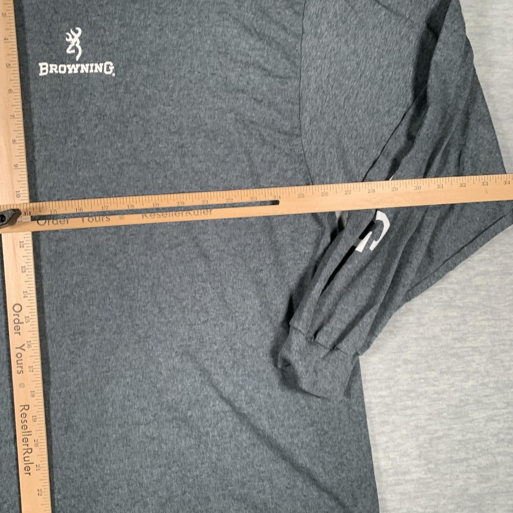 Browning Shirt Mens 3XL Gray Long Sleeve Flag Firearms Graphic Tee Hunting - Picture 8 of 12